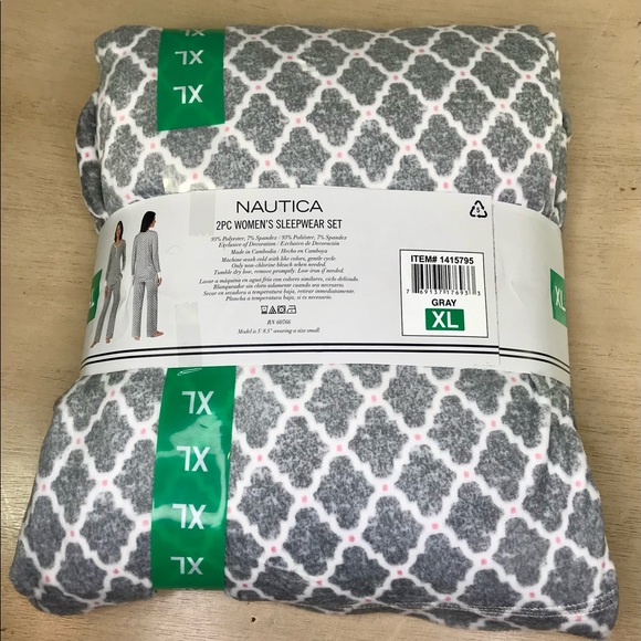 Nautica Women 2 Piece Gray Fleece Pajama Size XL Sleepwear Set - Picture 6 of 6